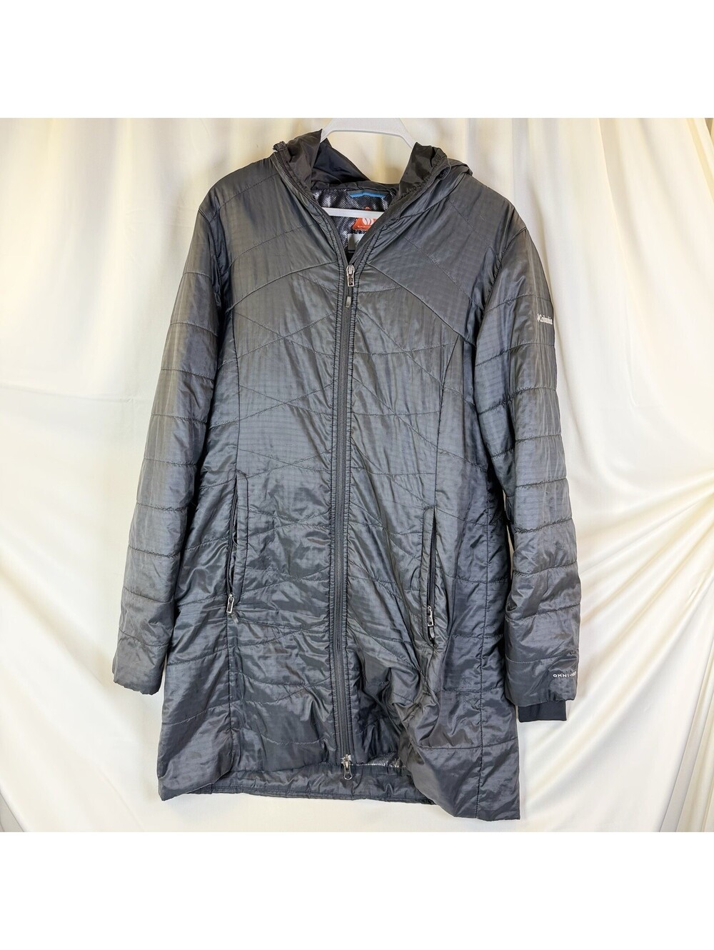 Columbia Omni-Heat Women's Long Puffer Jacket Hooded Coat Parka Black Large